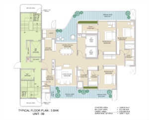 Ganga Realty Nandaka 3BHK Unit 3B Floor Plan