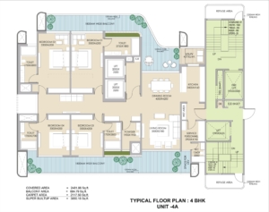 Ganga Realty Nandaka 4BHK Unit 4A Floor Plan
