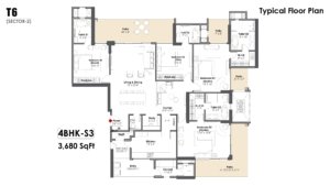Whiteland The Aspen 4 BHK Floor Plan 3680 Sqft