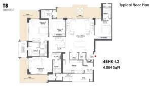 Whiteland The Aspen 4 BHK Floor Plan 4054 Sqft