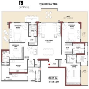 Whiteland The Aspen Iconic Towers 4BHK T9 4454 Sq.FtFloor Plan