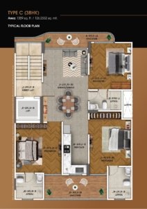 MRG Crown 3 BHK Type C Typical Floor Plan
