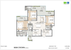 M3M Crown Floor Plan 3.5BHK - 2170