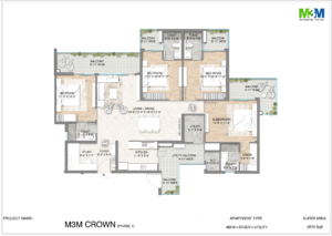 M3M Crown Floor Plan 4.5BHK - 2570