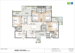 M3M Crown Floor Plan 4.5BHK - 2670