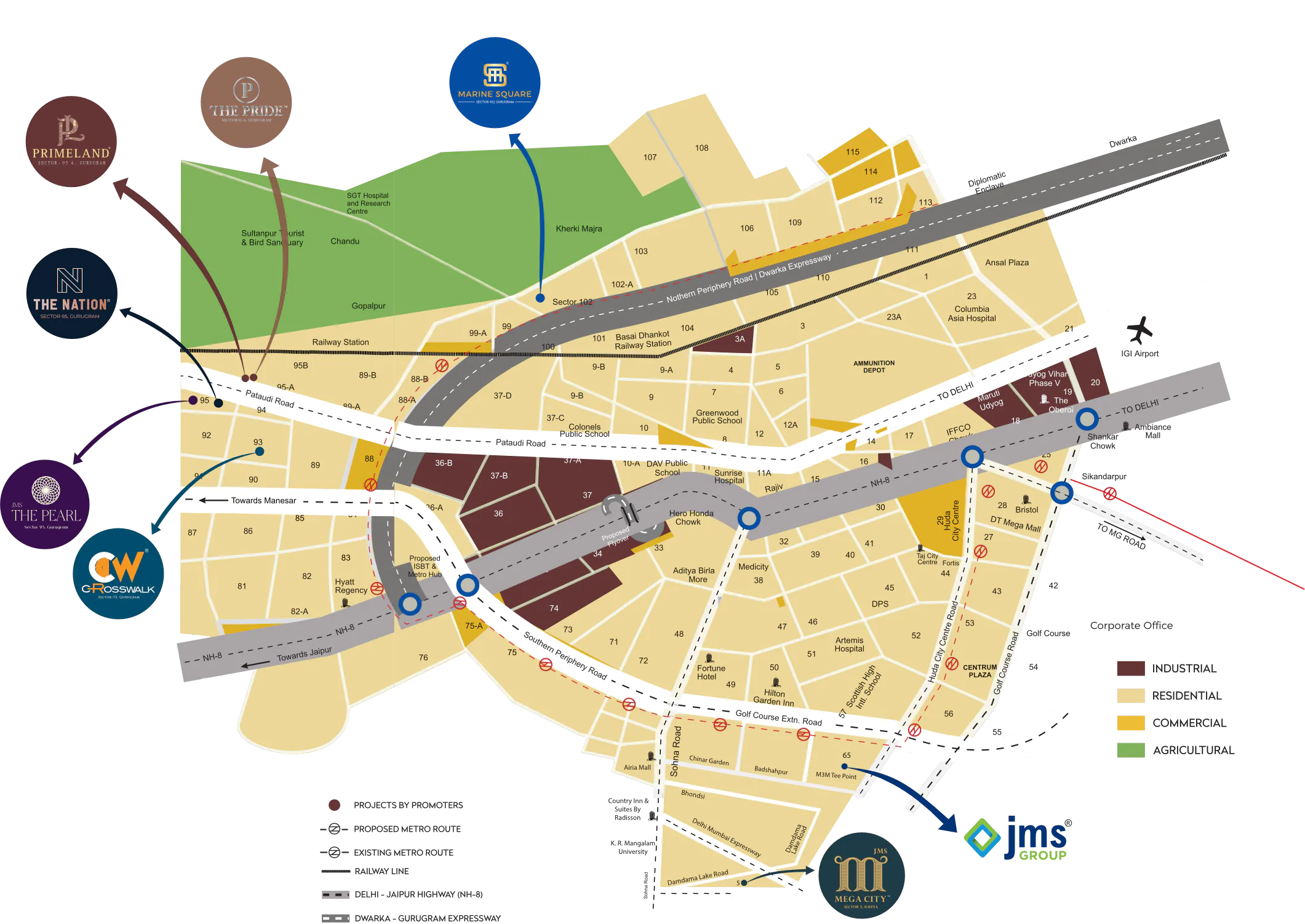 JMS-The-Pearl-Gurgaon-Location-Map
