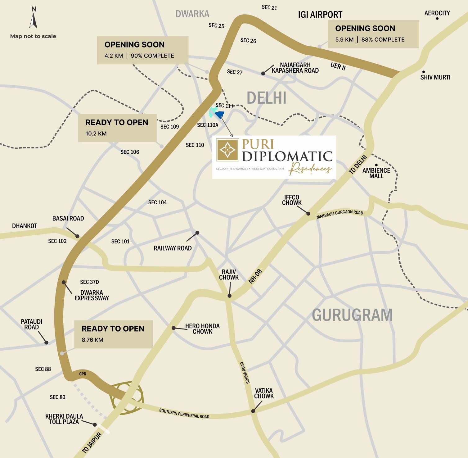 Puri_Diplomatic_Residences_Gurgaon_Location_Map