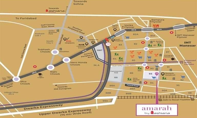 Ashiana-amarah-sector-92-gurgaon-loaction-map