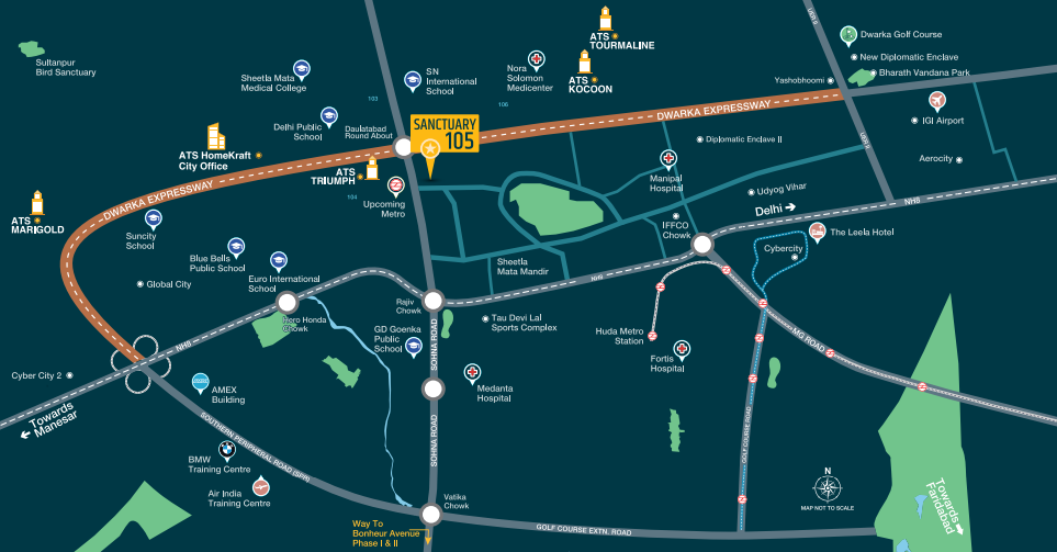 Ats-homekraft-sanctuary-sector-105-gurgaon-location-map