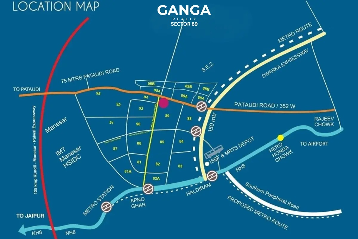 ganga-realty-liv89-sector-89-gurgaon-location-map
