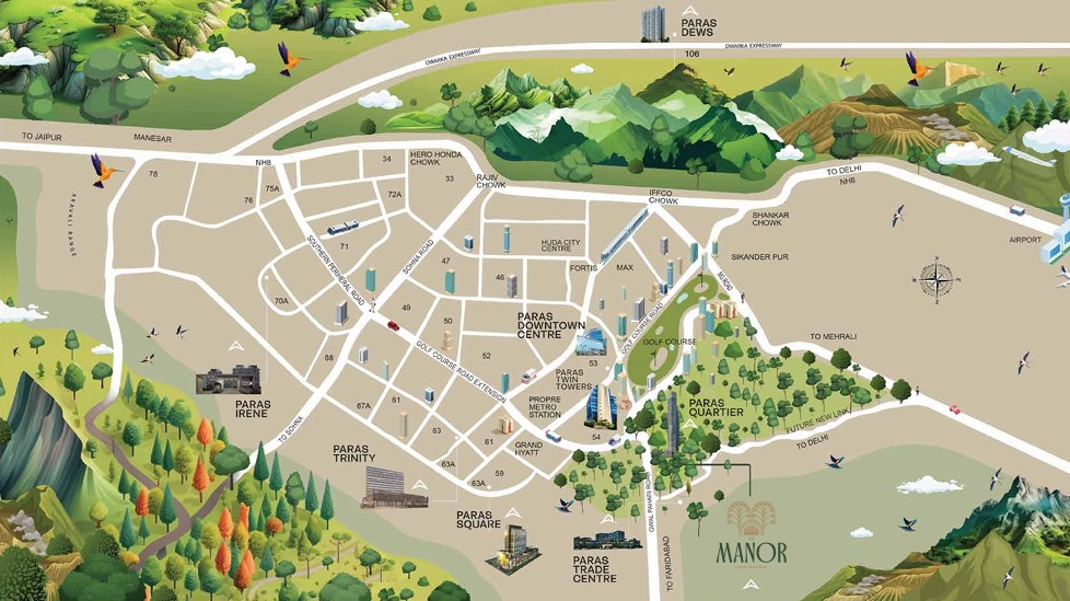 Paras-the-manor-sector-2-gwal-pahari-gurgaon-location-map