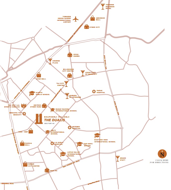 Shapoorji-pallonji-the-dualis-sector-46-gurgaon-location-map
