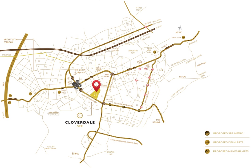 Signature-global-cloverdale-spr-sector-71-gurgaon-location-map