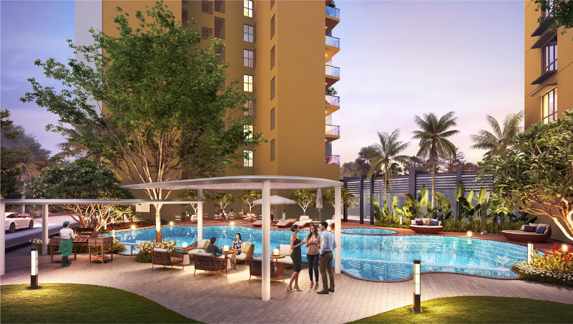 Indiabulls Heights Pool_evening_view