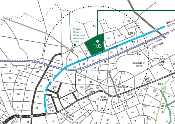Aipl-lake-city-sector-103-gurgaon-location-map