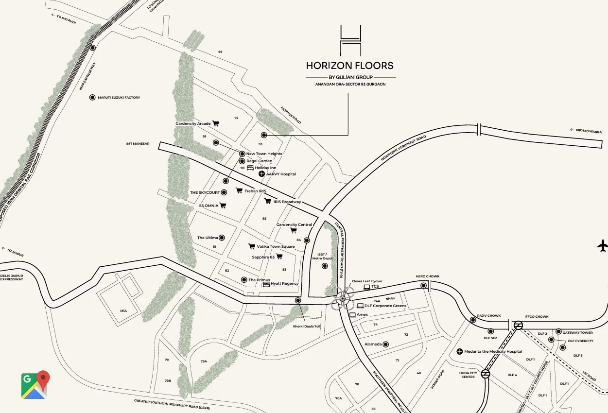 Horizon-floors-sector-93-gurgaon-location-map