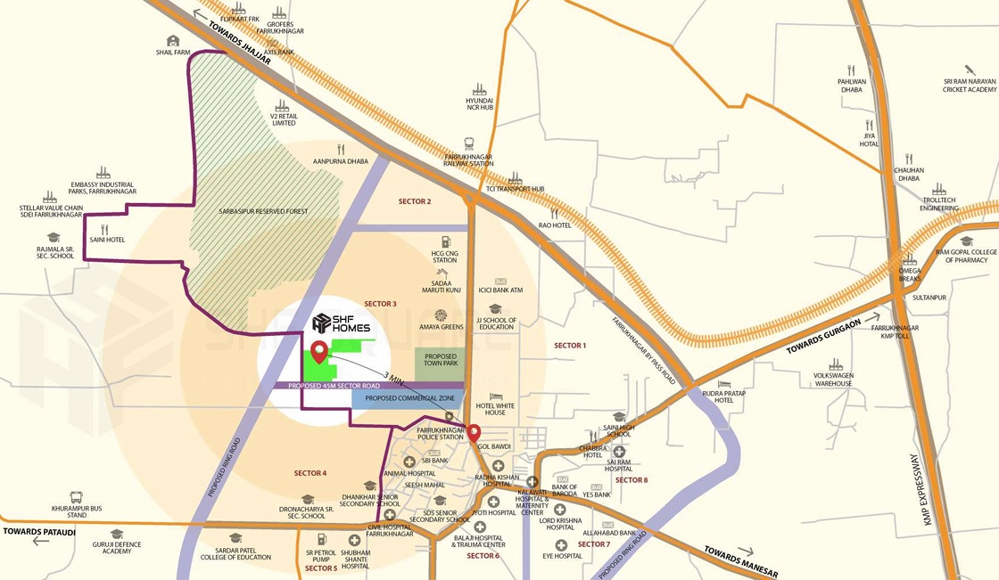 Shf-homes-plots-sector-3-farukhnagar-location-map