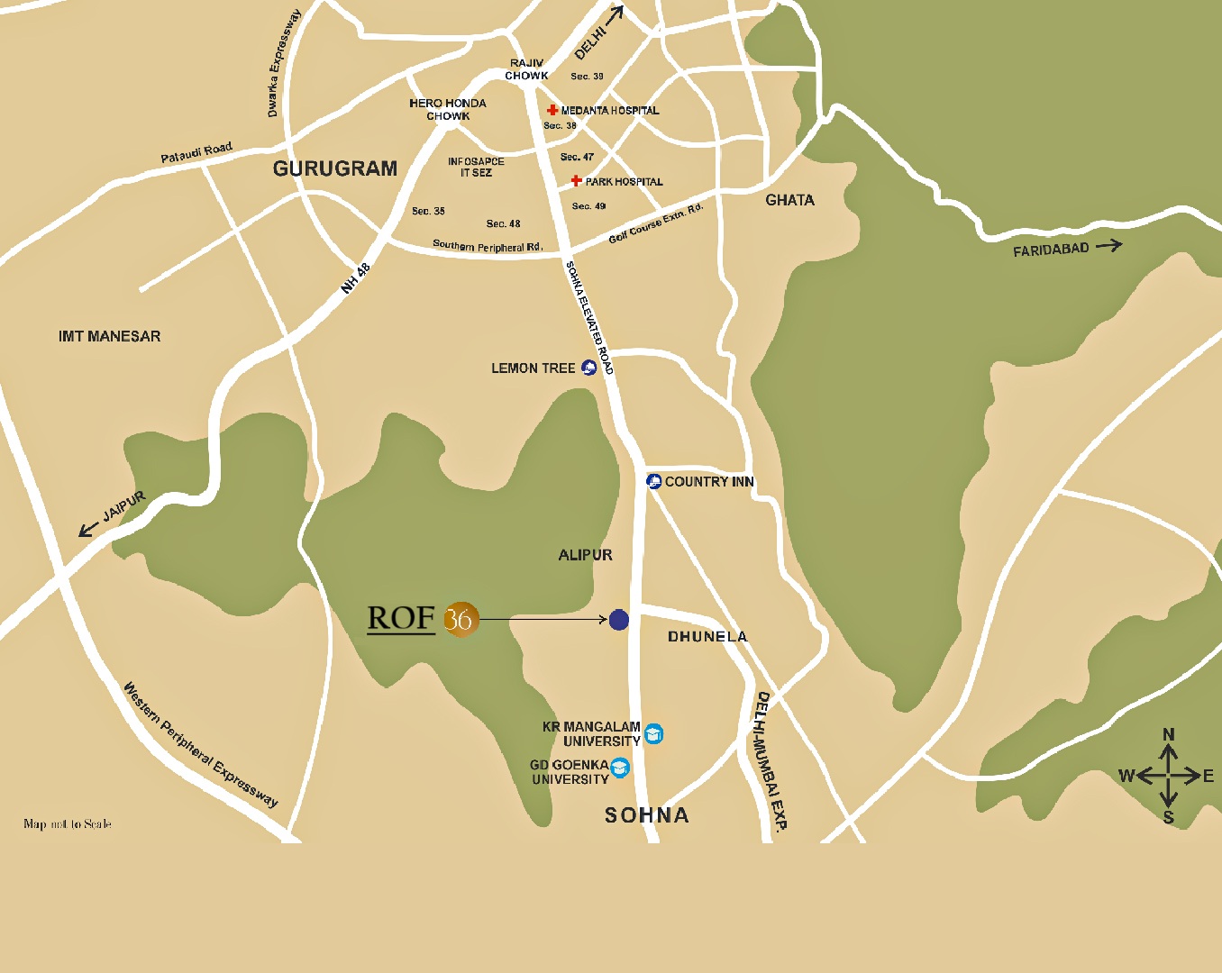 Rof-36-high-rise-apartments-sector-36-sohna-location-map