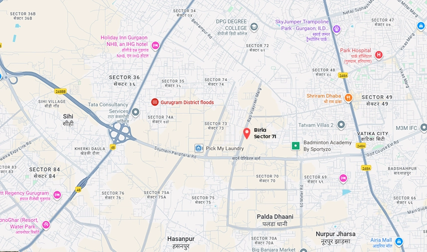 Birla-sector-71-gurgaon-location-map