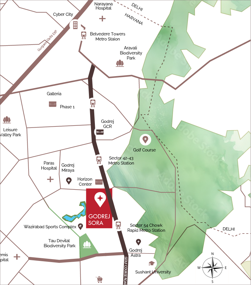 Godrej-sora-sector-53-gurgaon-location-map