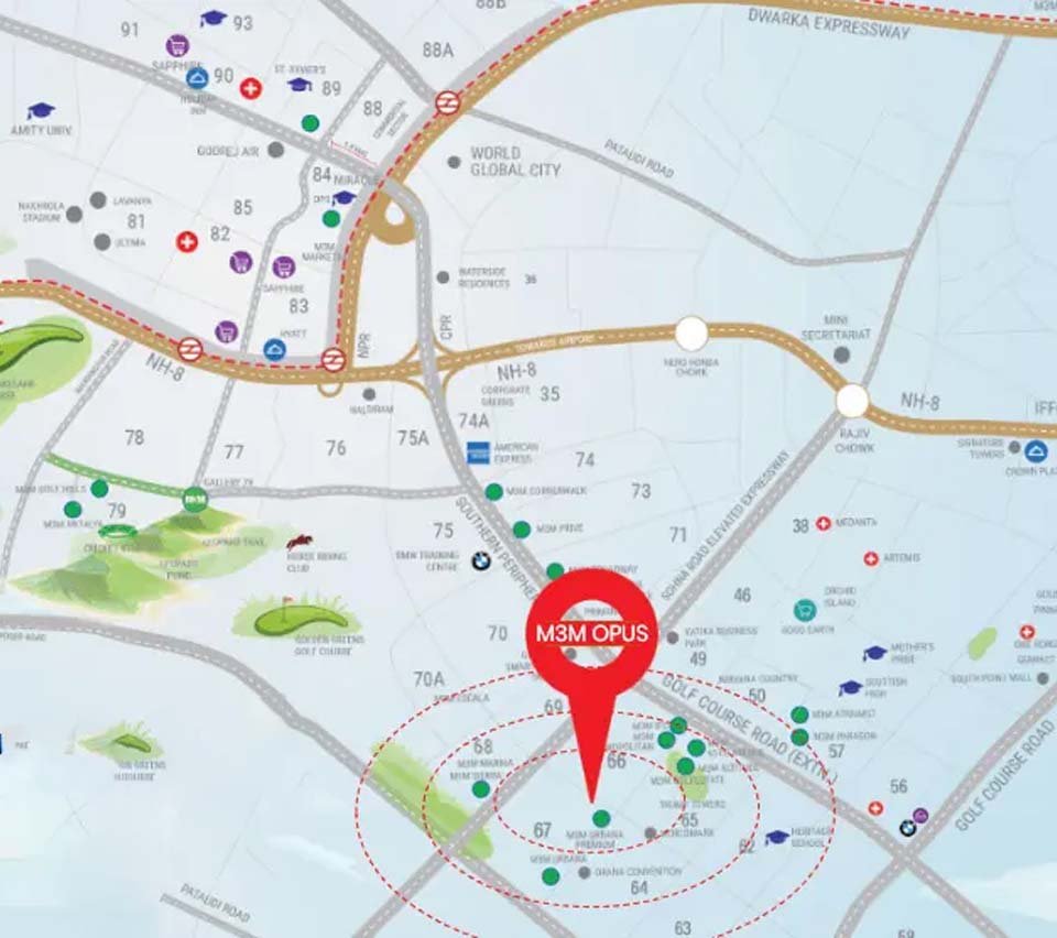 M3m-opus-sector-67-gurgaon-location-map