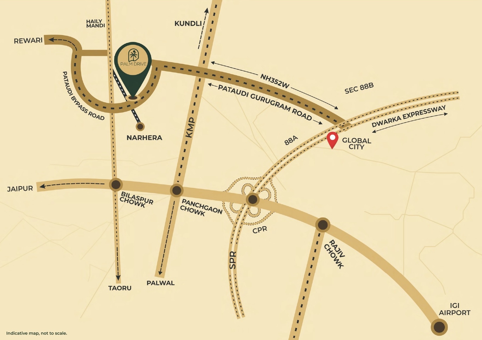 Vks-palm-drive-plots-sector-3-pataudi-gurgaon-location-map
