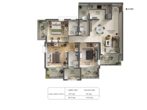 Ashiana Aaroham Sector 80 Gurgaon Floor Plan 3 Bhk +3t Type-1