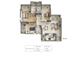 Ashiana Aaroham Sector 80 Gurgaon Floor Plan 3 Bhk + 3t Type-2