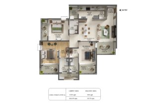 Ashiana Aaroham Sector 80 Gurgaon Floor Plan 3 Bhk + 3t Type-3