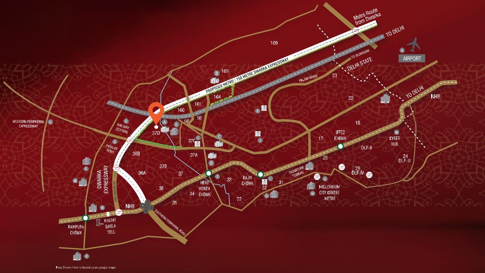 Signature-global-dxp-estate-luxury-apartment-sector-37d-gurgaon-location-map