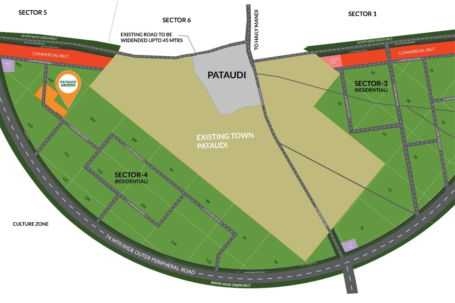 3b-realty-pataudi-greens-sector-4-pataudi-location-map