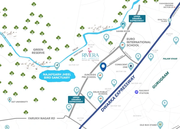 Aipl-the-riviera-at-lake-city-sector-103-gurgaon-location-map