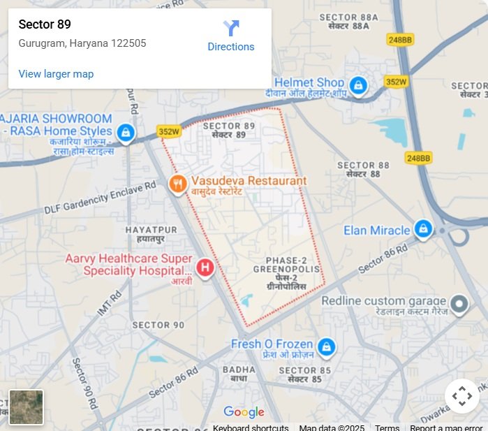 Bestech-city-plots-sector-89a-gurgaon-location-map