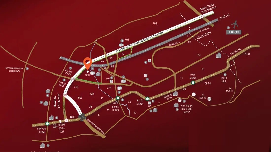 Signature-sarvam-at-dxp-estate-sector-37d-gurgaon-location-map