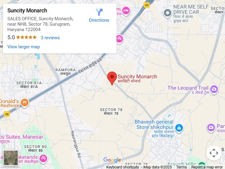 Suncity-monarch-residences-sector-78-gurgaon-location-map