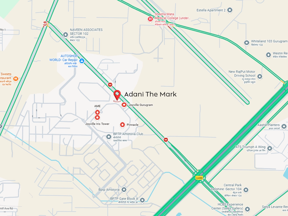 Adani-102-sector-102a-gurgaon-location-map