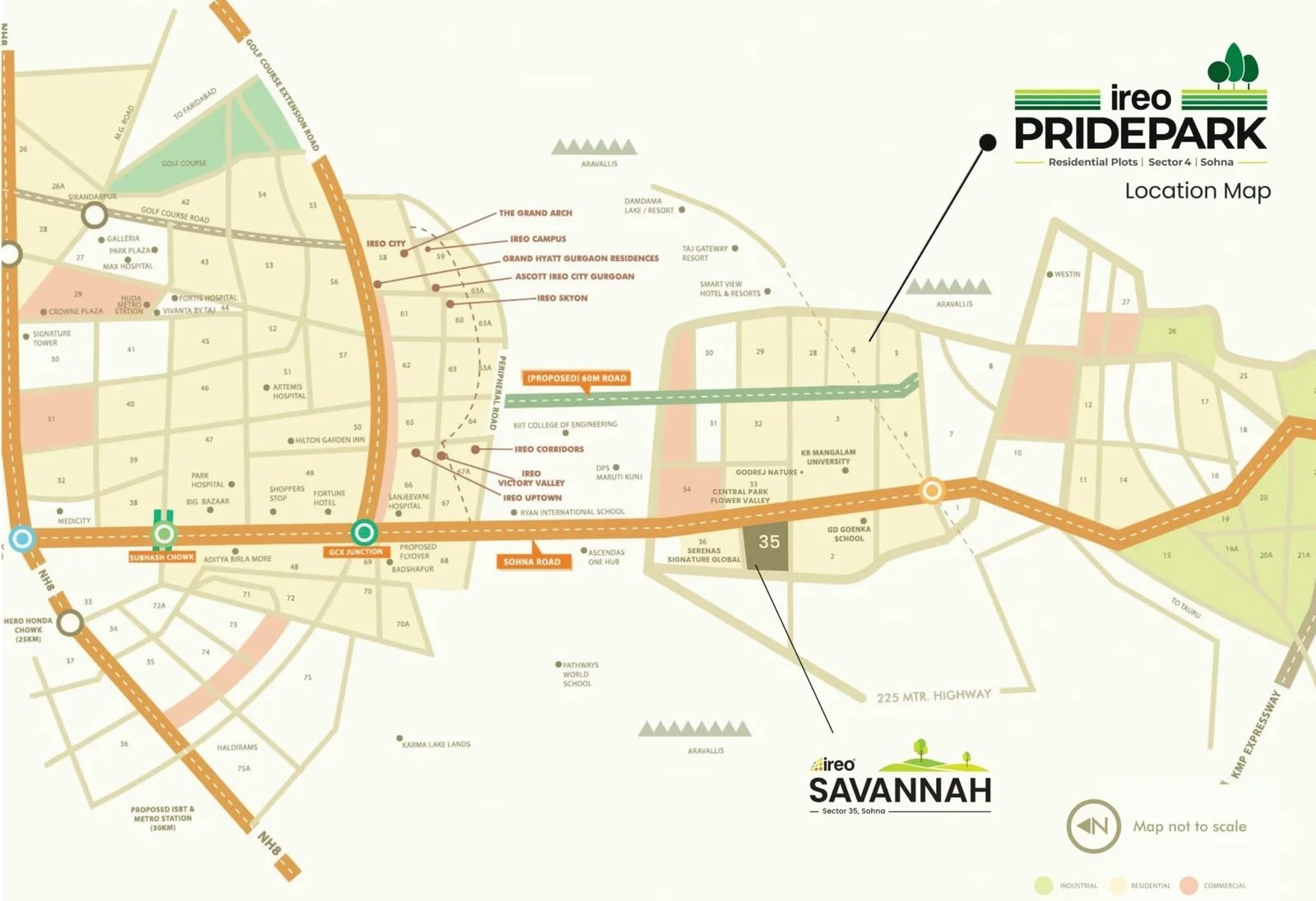 Ireo-pride-park-sector-4-sohna-location-map