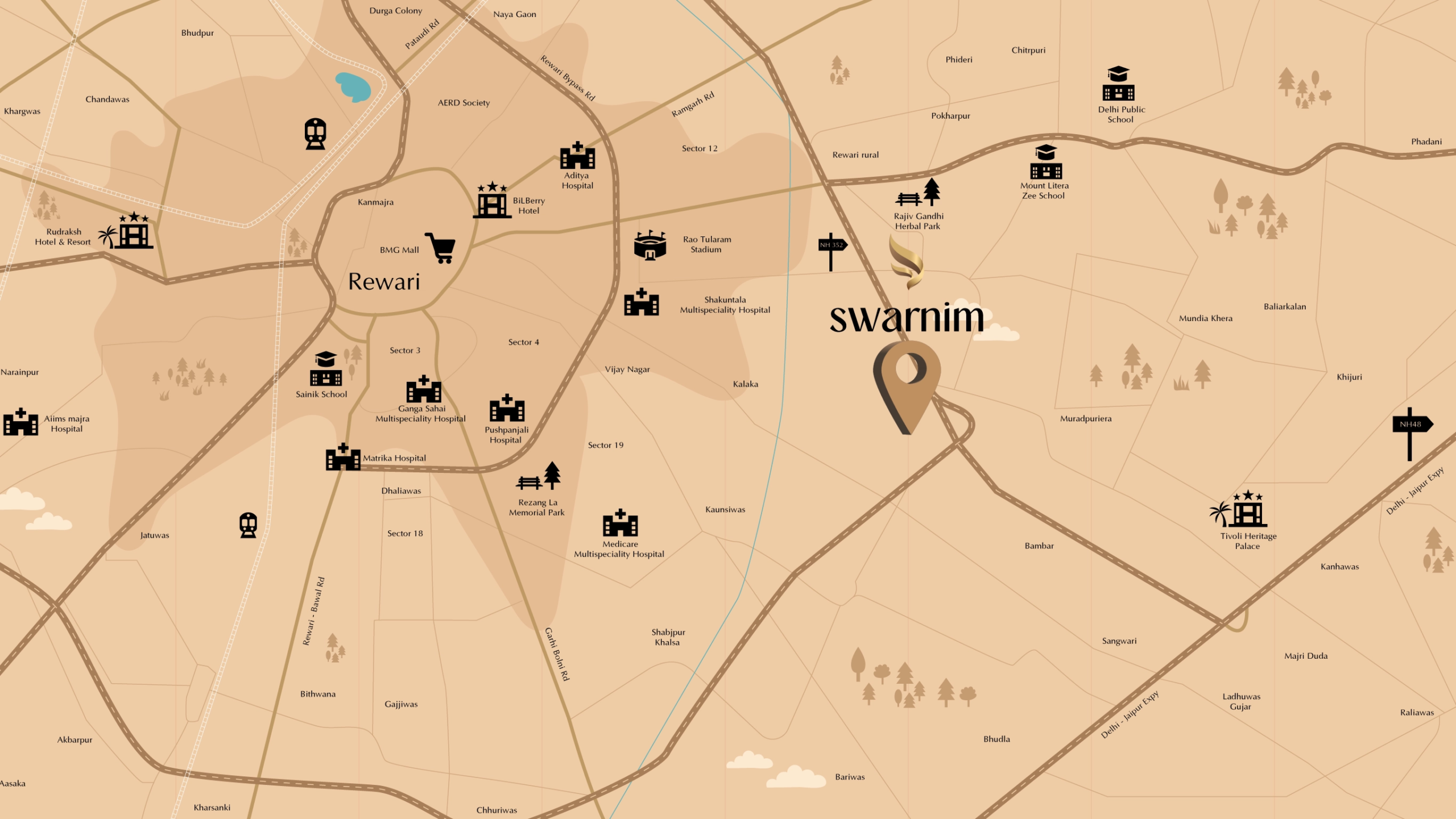 Ganga-realty-swarnim-71-sector-22-rewari-location-map