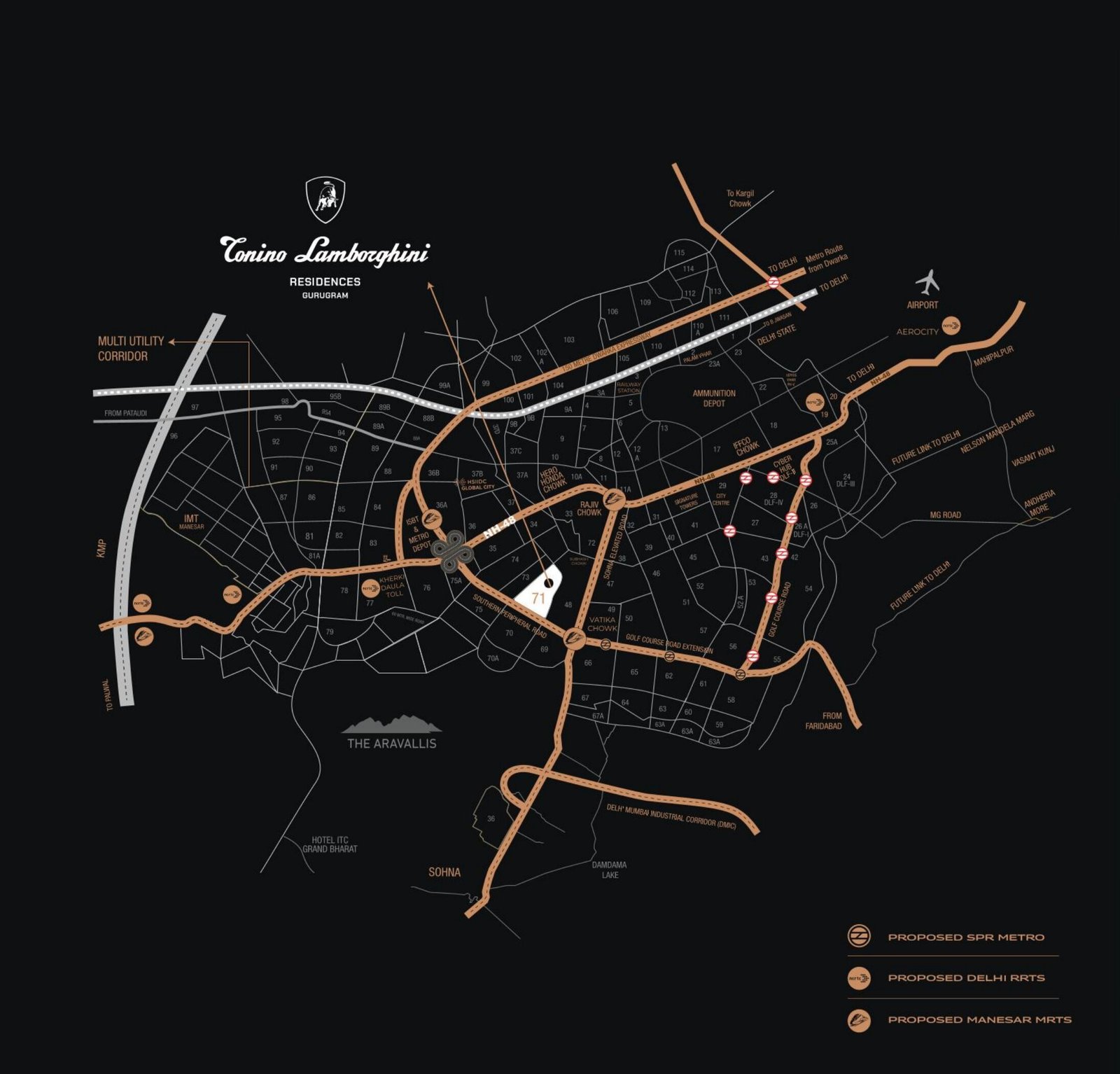 Tonino Lamborghini Residences Gurugram Location Map