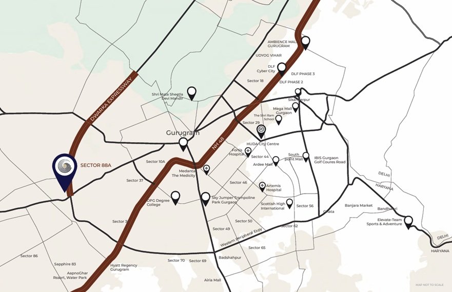 Origen-the-oryza-sector-88a-gurgaon-location-map