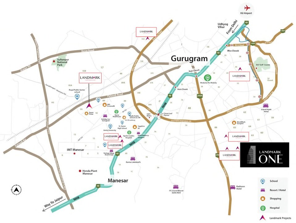 Landmark-one-sector-67-gurgaon-location-map