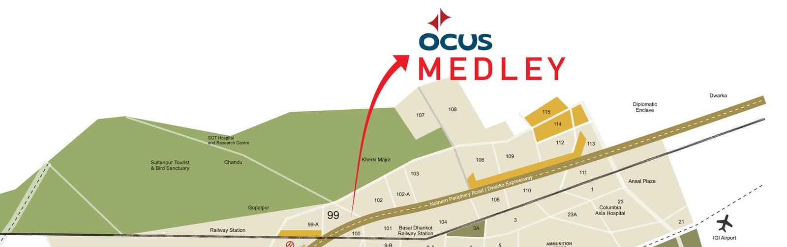 Ocus-medley-sector-99-gurgaon-location-map
