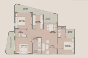 Wal Serenia 92 3bhk Floor Plan Type 1