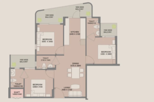 Wal Serenia 92 3bhk Floor Plan Type 2