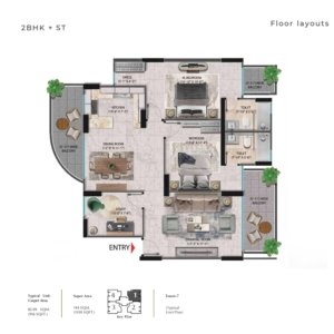 Pareena Coban Residences 2bhk Floor Plan